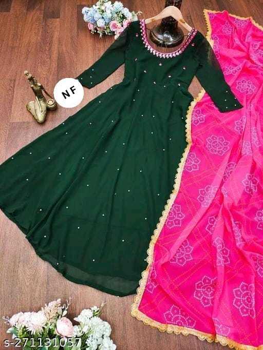 YNF FAUX GEORGETTE KSF MAJISHA GOWNS WHOLESALE EMBROIDERY ANARKALI GOWNS MANUFACTURER  